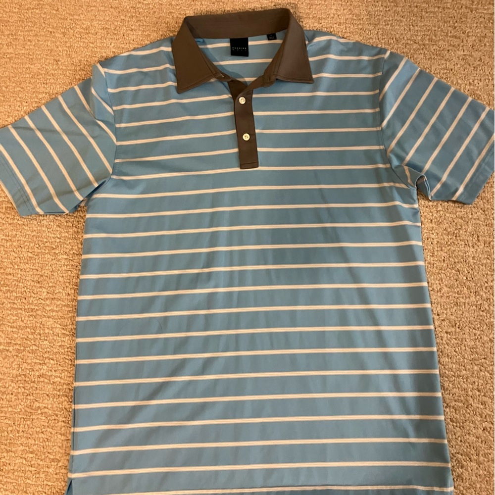 Dunning Golf Blue Striped Men's Polo Shirt